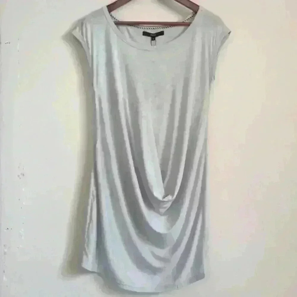 UNIQ | Light Heather  Grey Women's Short Sleeve Plunge Blouse